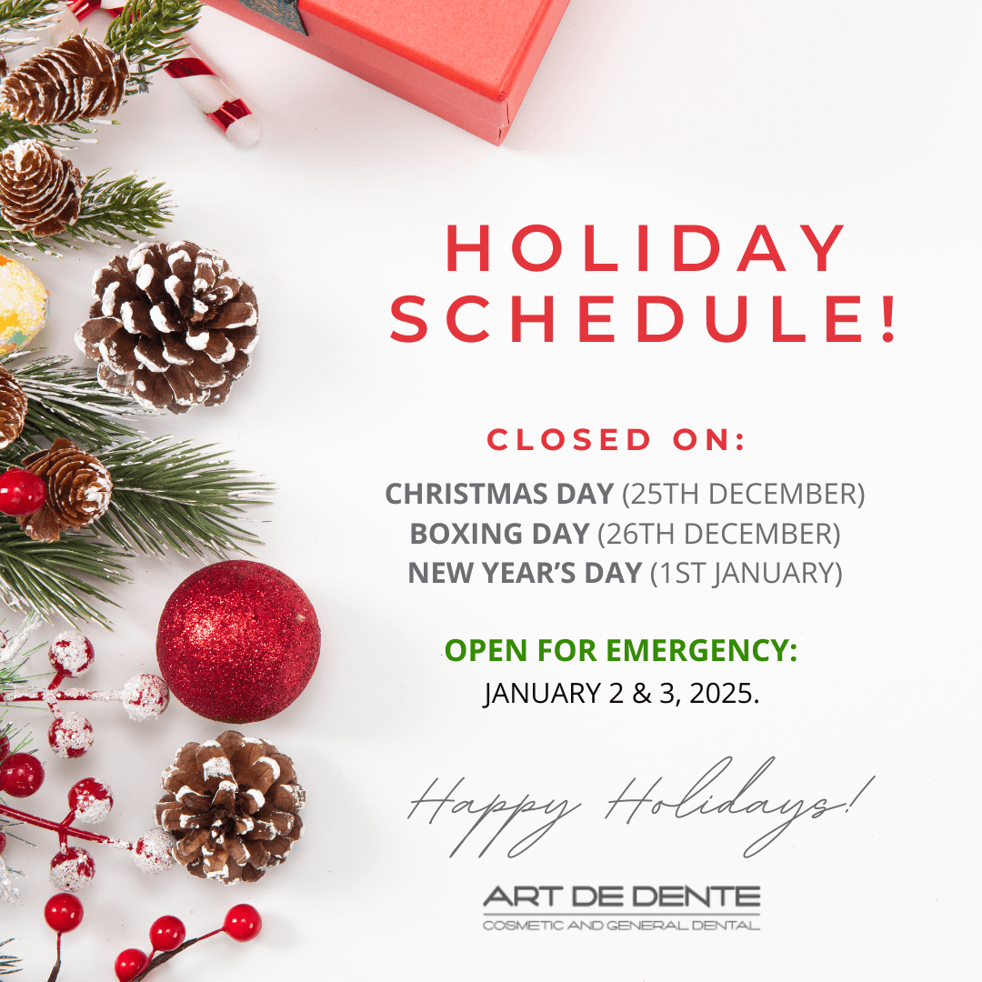 art de dente holiday schedule banner